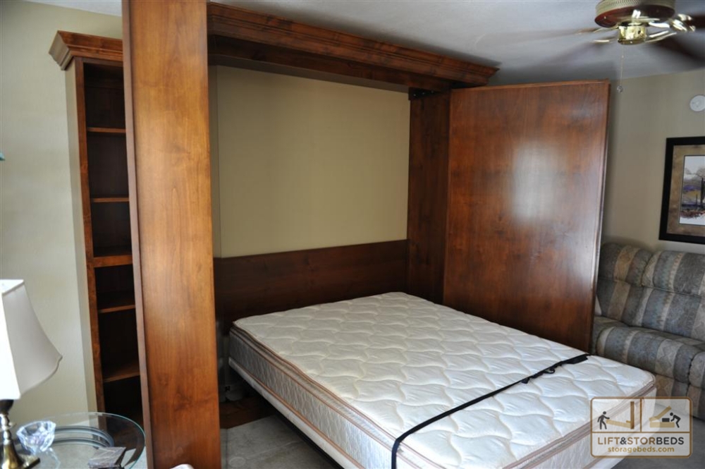 Murphy Library Beds For Your Home, Murphy Bed With Sliding Bookcases To Conceal