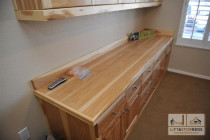 Home Office Natural Hickory Wood Cabinets and Counters