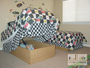 Twin storage bed in childs room