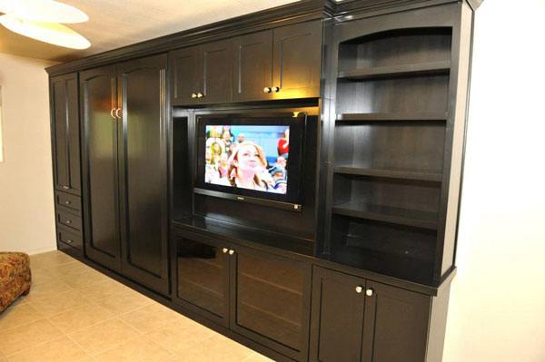 Black wallbed/entertainment center combo by Lift & Stor Beds in Arizona