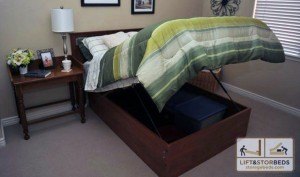 storage bed in bedrooom